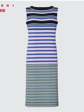 Uniqlo Striped Knit Midi Dress in Blue, Pink, Black